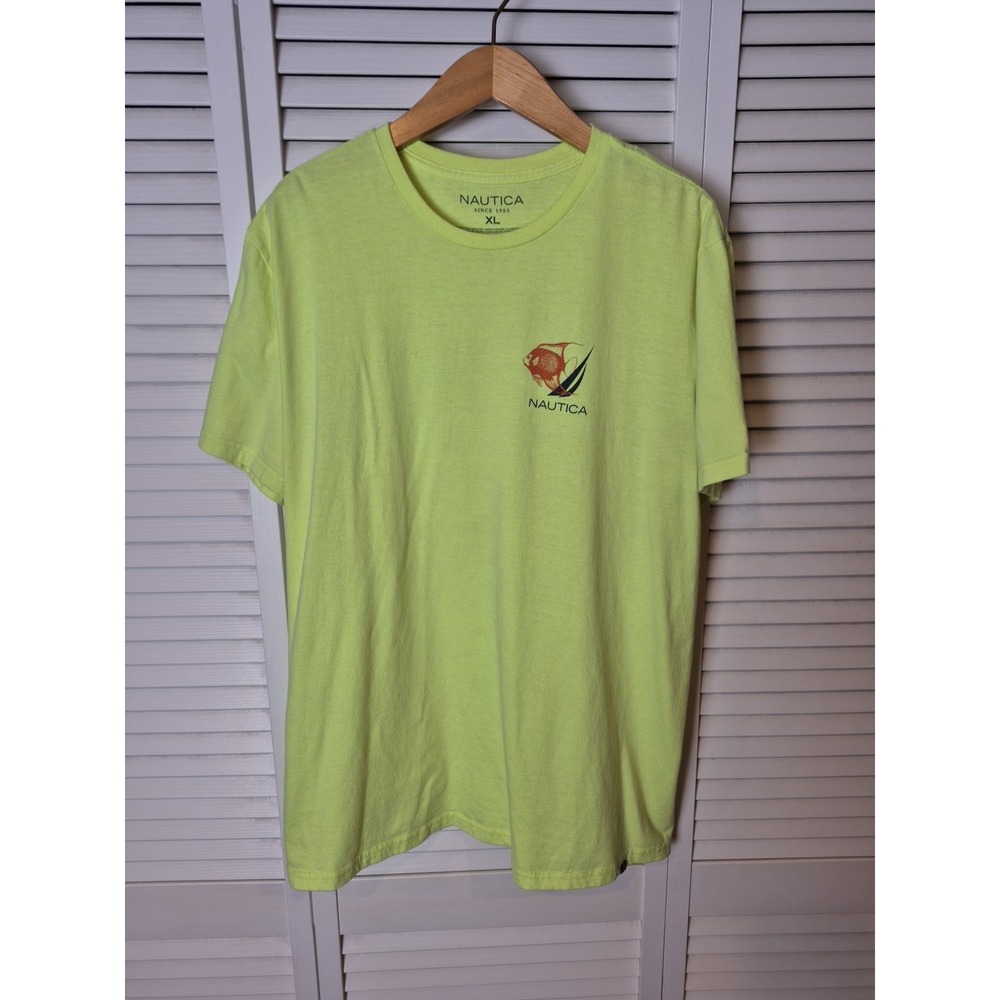 Nautica Short Sleeve T Shirt Tee Men's XL Vibe Bright Yellow L. Miko Fish‎